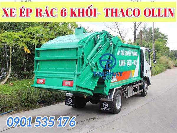 Xe Ép Rác 6 Khối Thaco có thùng chứa xe ép rác làm bằng Inox