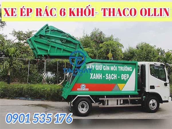 Xe Ép Rác 6 Khối Thaco tải trọng 2 tấn. Xe ép rác 6 khối thùng dài 2m8