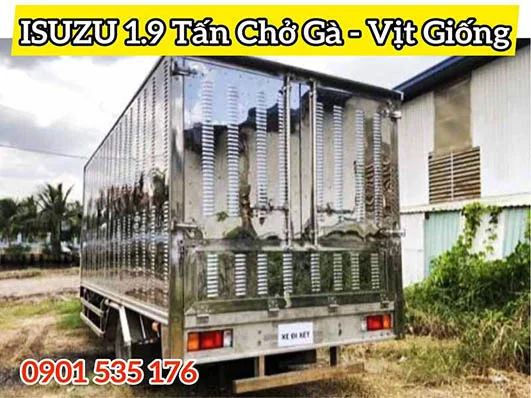 Xe Chở Gà Vịt Giống ISUZU 1.9 Tấn - thùng có lỗ thông hơi quanh thùng inox
