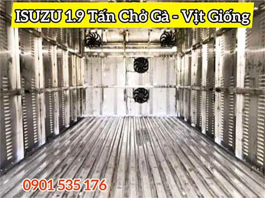 Xe Chở Gà Vịt Giống ISUZU 1.9 Tấn - trang bị quạt thông hơi trong thùng xe chở gia cầm