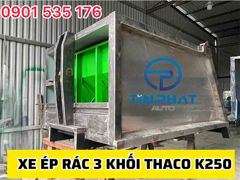 xe ép rác 3 khối thaco -K250 - Thùng đóng bằng Inox