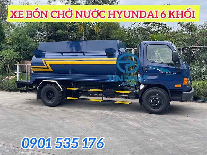 xe bồn chở nước sạch 6 khối Hyundai 110S thùng xe bồn chở nước full Inox