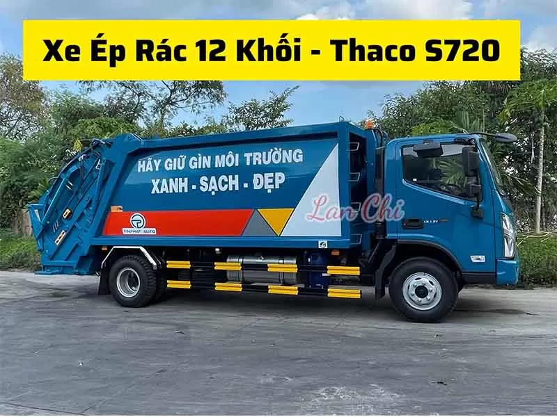 Xe ép rác Thaco - 12 khối S720, tải trọng 5 tấn, giao ngay