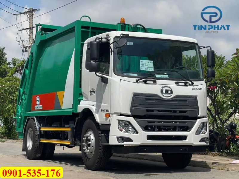 Xe Ép Rác 14 Khối UD Trucks PKE250 (Nâng Kẹp) 36 Xe ud trucks PKE250 ép rác 14 khối, tải trọng 6 tấn. cơ cấu lấy rác nâng kẹp mới nhất 2025