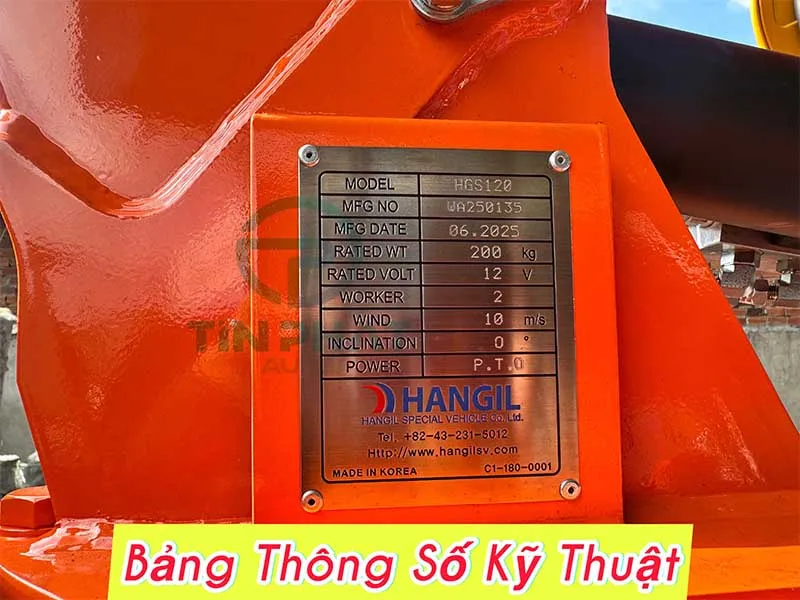 So Sánh Thang Nâng Người làm việc trên cao 12m Hangil và Genie 19 Bảng thông số kỹ thuật của thang nâng người 12m hangil