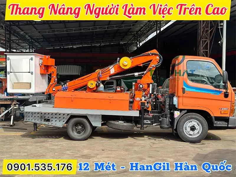 So Sánh Thang Nâng Người làm việc trên cao 12m Hangil và Genie 7 Xe thang nâng người 12m hangil dạng cần nâng ống lồng, sản xuất tại xưởng, mới nhất 2025