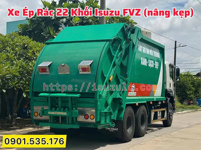 Xe Ép Rác 22 Khối Isuzu (Nâng Cặp) - FVZ34QE5 17 xe ép rác 22 khối cơ chế nâng cặp isuzu FVZ, hỗ trợ giá tốt nhất tại xưởng