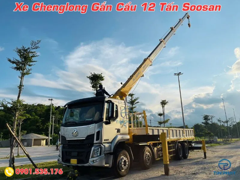 Xe Chenglong 4 Chân Gắn Cẩu Soosan SCS1215 (Mới Nhất 2025) 31 chenglong hải âu 4 chân gắn cẩu soosan 12 tấn 5 đoạn, mới nhất 2025, giá rẻ