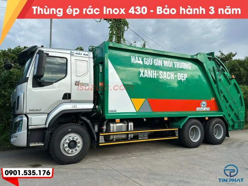 Xe Ép Rác 24 Khối Chenglong H5 (Càng Gắp) 34 Thùng xe ép rác chenglong 3 chân bằng INOX 430 - Bảo hành 3 Năm chính hãng
