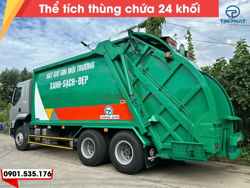 Xe Ép Rác 24 Khối Chenglong H5 (Càng Gắp) 29 Thể tích thùng chứa rác xe chenglong H5 (3 chân) là 24 khối.