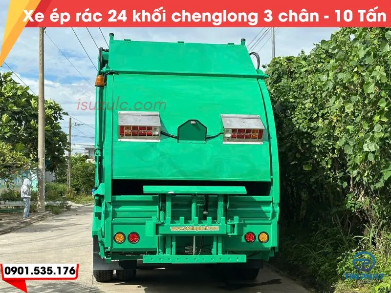 Xe Ép Rác 24 Khối Chenglong H5 (Càng Gắp) 27 cơ cấu nạp rác xe ép chenglong h5 kiểu nâng kẹp thùng nhựa, giá tại xưởng