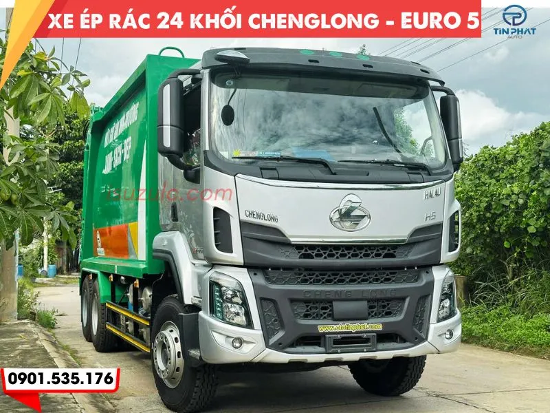 Xe Ép Rác 24 Khối Chenglong H5 (Càng Gắp) 31 Xe chở rác 24 khối chenglong H5, xe sẵn giao tại xưởng