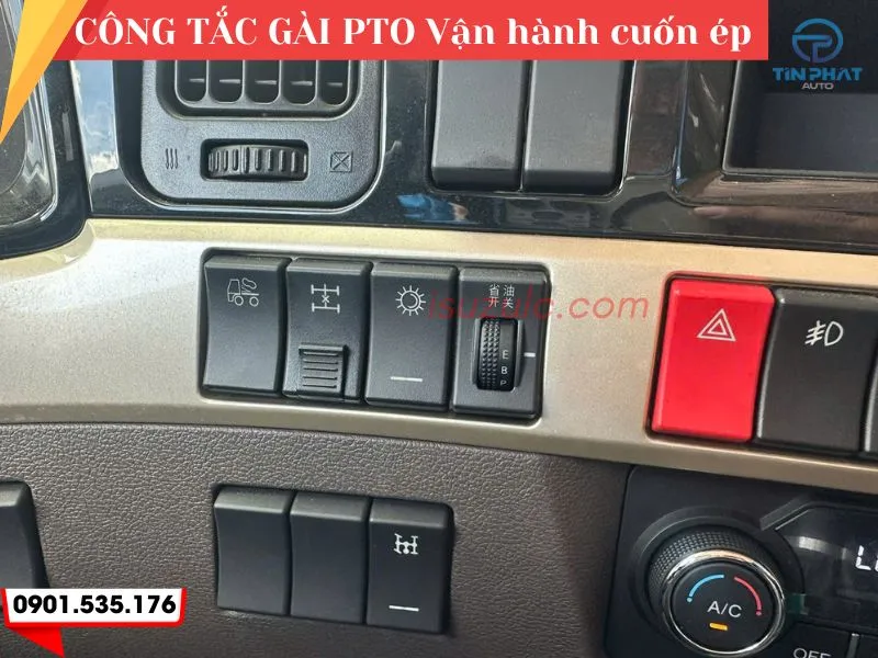 Xe Ép Rác 24 Khối Chenglong H5 (Càng Gắp) 30 Các Nút Công Tắc để gài PTO vận hành cuốn ép rác