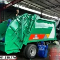Thùng xe ép rác màu xanh, thể tích 6 khối, đóng theo yêu cầu tại xưởng