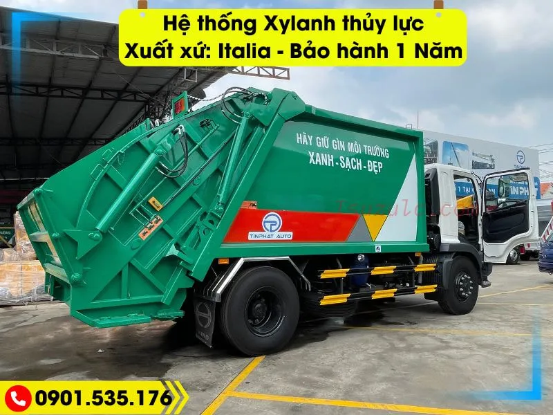 Xe Ép Rác 14 Khối Hino FG (Euro 5) 50 Hệ thống xylanh thủy lực xe ép rác Hino nhập khẩu Italia chất lượng cao, bảo hành 1 năm