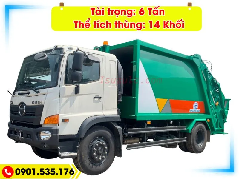 Xe Ép Rác 14 Khối Hino FG (Euro 5) 35 Xe cuốn ép rác Hino FG - 14 Khối, tải trọng: 6 tấn. giá rẻ nhất thị trường