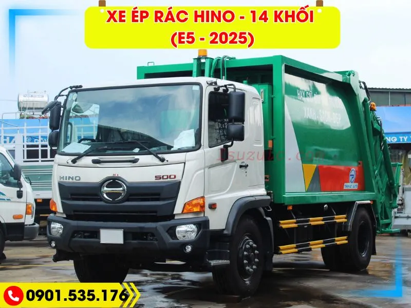 Xe Ép Rác 14 Khối Hino FG (Euro 5) 34 Xe ép rác Hino 14 khối Mới nhất 2025, có sẵn xem ngay tại Tín phát auto