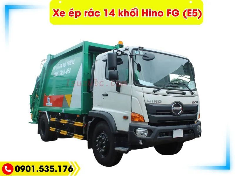 Xe Ép Rác 14 Khối Hino FG (Euro 5) 54 giá xe ép rác Hino 14 khối, tải trọng 6 tấn. bán trả góp lãi suất thấp
