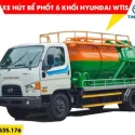 Xe bồn hút bể phốt hyundai 6 khối cabin màu trắng, bồn xanh lá và cam. xe sẵn giao