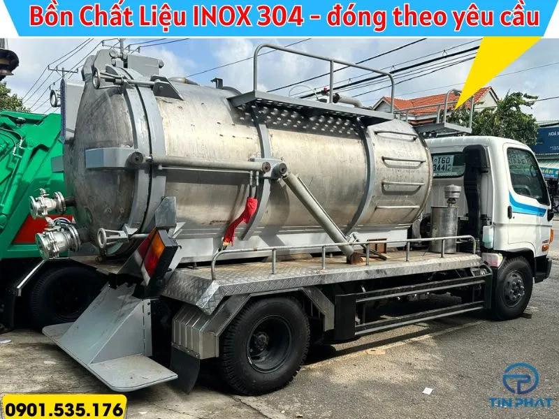 Xe Hút Bể Phốt 6 Khối Hyundai W11S 21 Bồn hút bể phốt thể tích 6 khối, chất liệu full inox 304