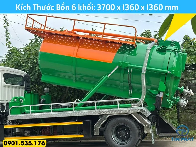 Xe Hút Bể Phốt 6 Khối Hyundai W11S 25 Bồn chuyên dùng hút chất thải 6 khối Hyundai, Chất liệu inox 304, bảo hành 3 năm tại xưởng