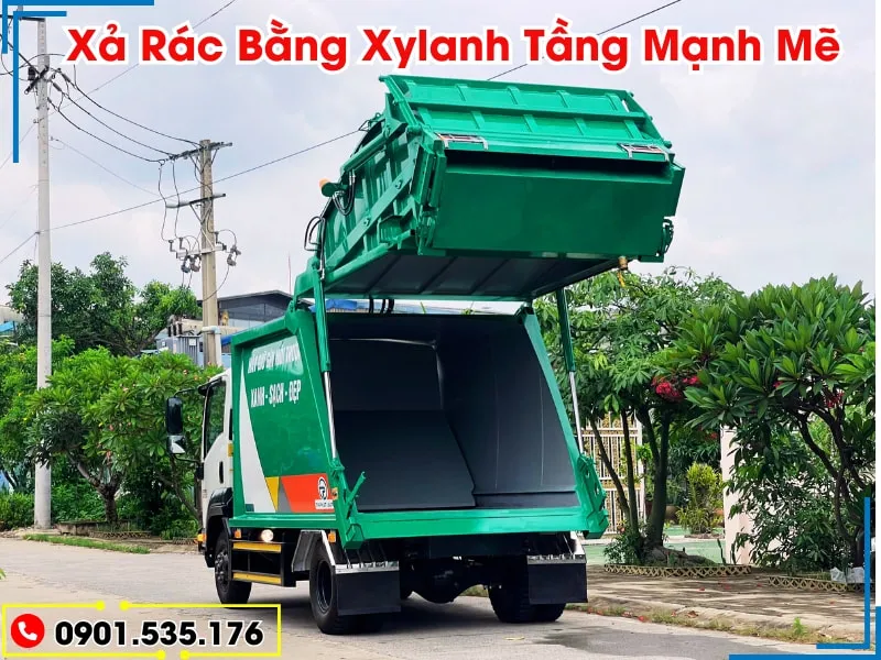 Xe Ép Rác 9 Khối Isuzu FRR (Máng Xúc) 33 Xe ép rác 9 khối Isuzu FRR thùng màu xanh bên trong sơn màu xám, sử dụng xả rác ra ngoài bằng xylanh tầng