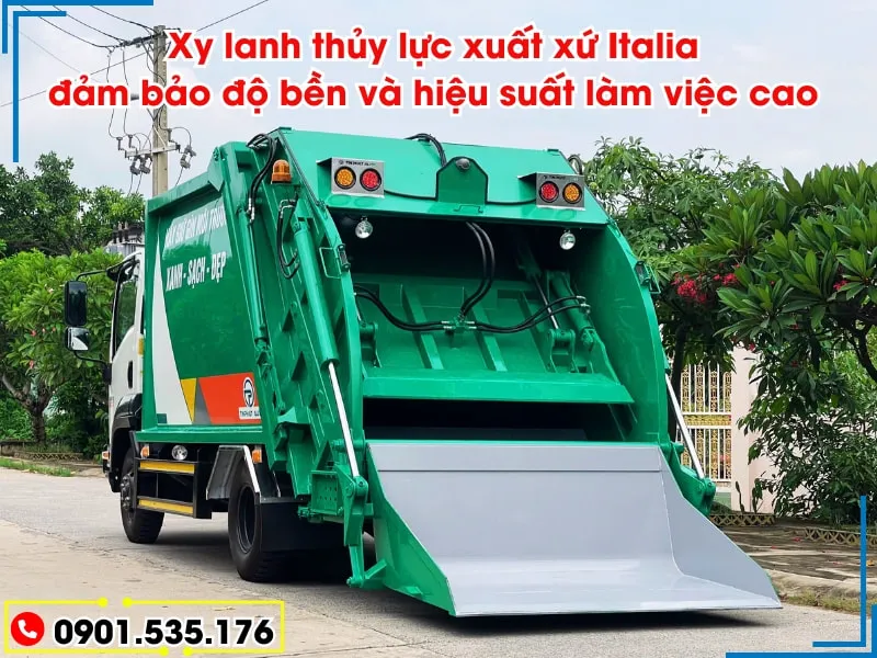 Xe Ép Rác 9 Khối Isuzu FRR (Máng Xúc) 32 Xe ép rác 9 khối Isuzu FRR sử dụng các tay xylanh xuất xứ Italia bảo hành 1 năm chính hãng