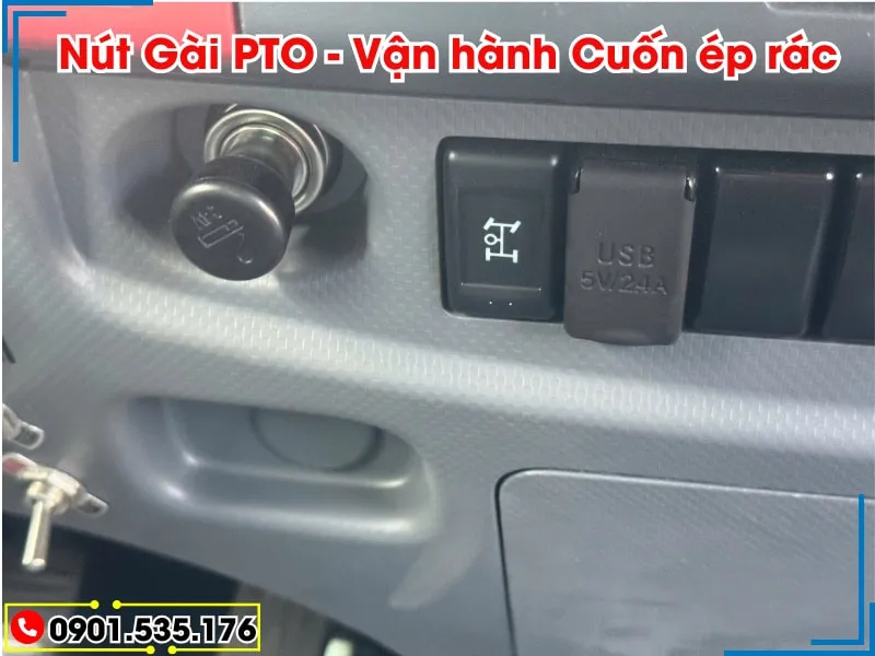 Xe Ép Rác 9 Khối Isuzu FRR (Máng Xúc) 40 Xe ép rác 9 khối Isuzu FRR - Công tắc màu đen gài PTO vận hành Cuốn ép rác