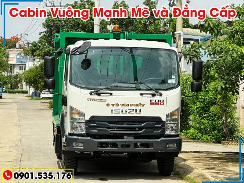 Xe Ép Rác 9 Khối Isuzu FRR (Máng Xúc) 26 Xe ép rác 9 khối Isuzu FRR thiết kế cabin vuông màu trắng là mẫu cabin mới nhất 2025