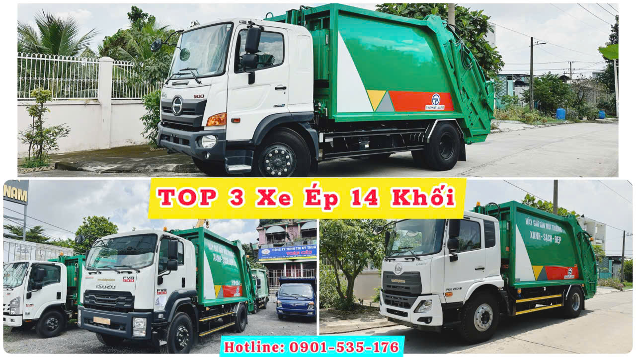 top 3 xe ép rác 14 khối bán chạy nhất hiện nay, sẵn giao giá xưởng